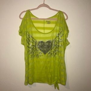 Lane Bryant Lime Cold Shoulder Tee sz 18/20